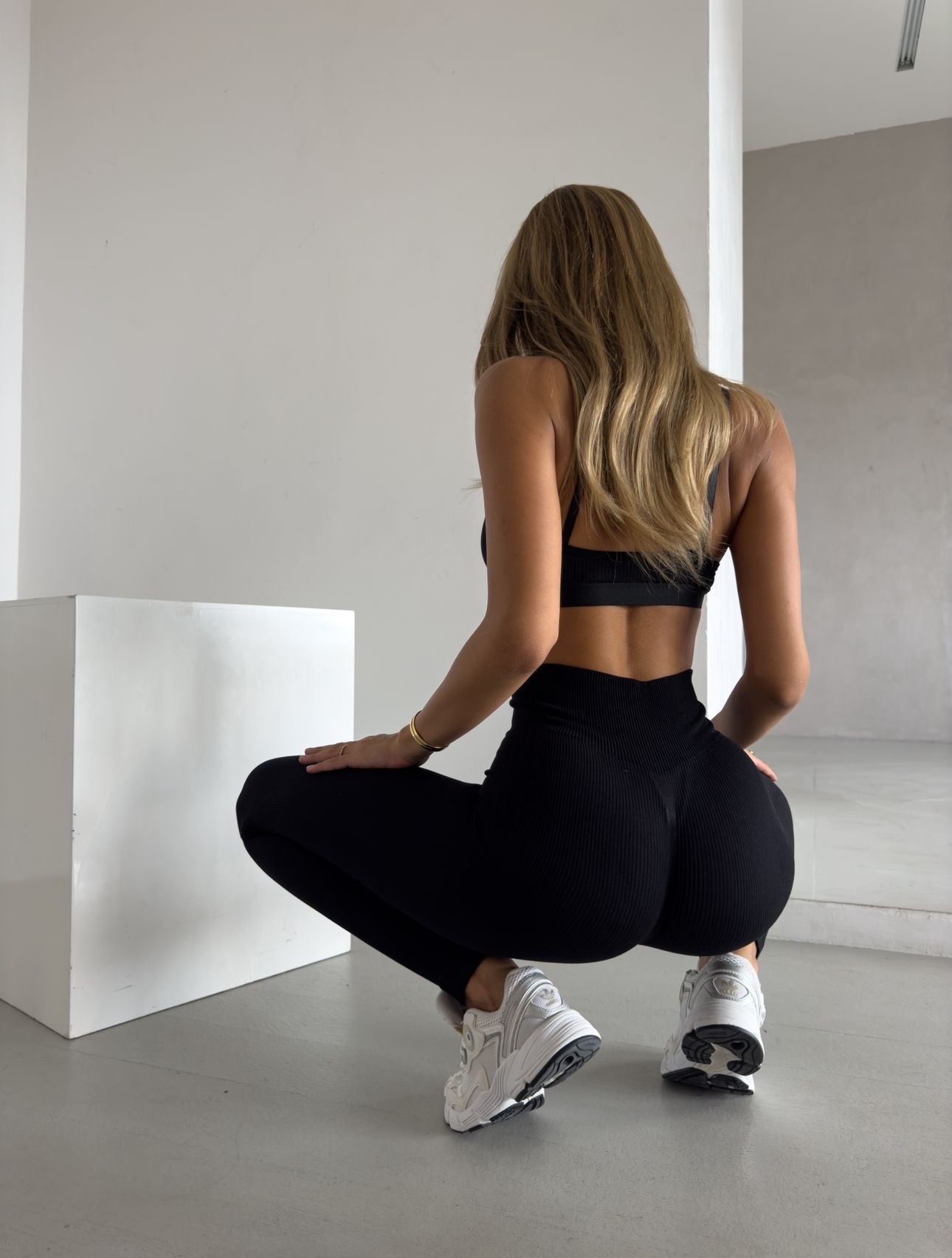 Лосини в рубчик з push-up ефектом, Чорний, фото 1
